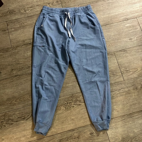 Figs Medium Petite High Waisted Zamora Bottoms in Heather Indigo - Picture 1 of 3